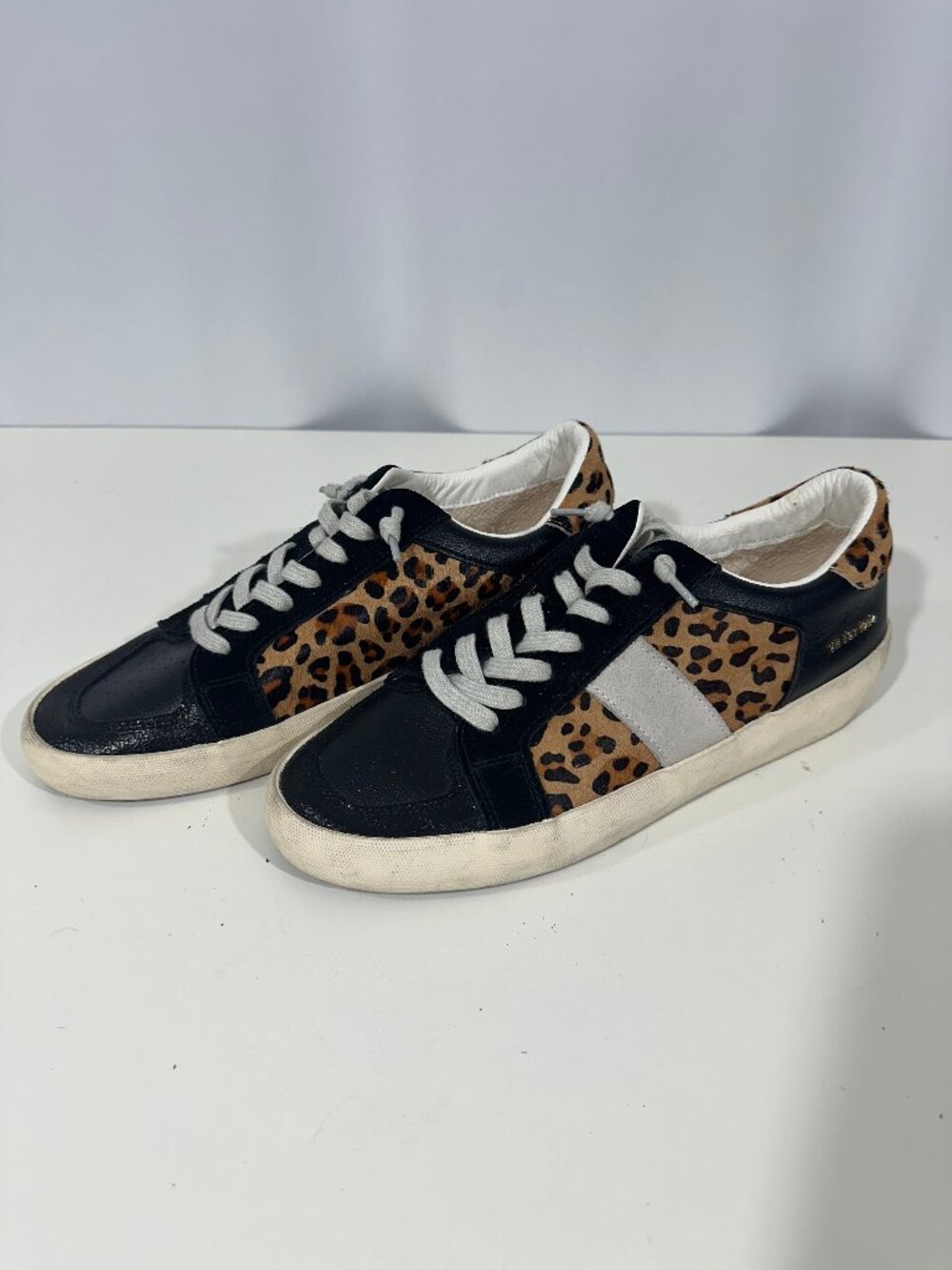 Vintage Havana Leopard Calf Hair Leather Sneakers Women's Size 11